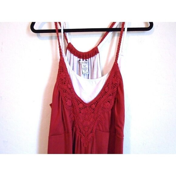American Rag Double Layer Tank Dress Burnt Orange and White Sz 2X Knee Length - Picture 6 of 6